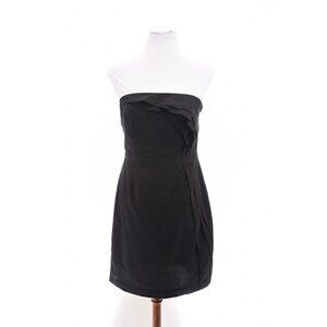 Ann Taylor Loft Ruffled Strapless Sheath Shift Dress Black Sz 6 Small